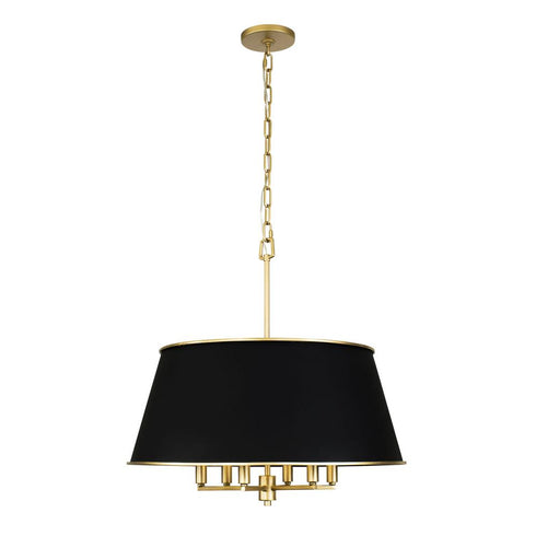 Varaluz Coco 6 Light Pendant Matte Blac French Gold Model: 364P06MBFG