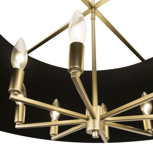 Varaluz Coco 8 Light Pendant Matte Blac French Gold Model: 364P08MBFG