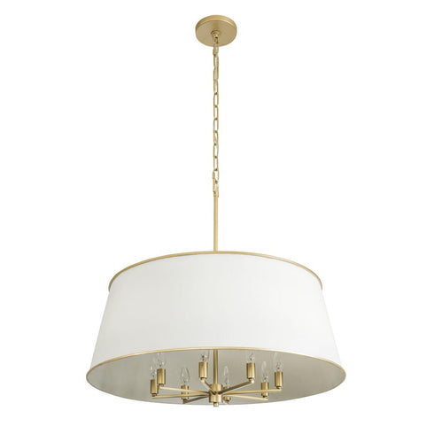 Varaluz Coco 8 Light Pendant Matte Whit French Gold Model: 364P08MWFG