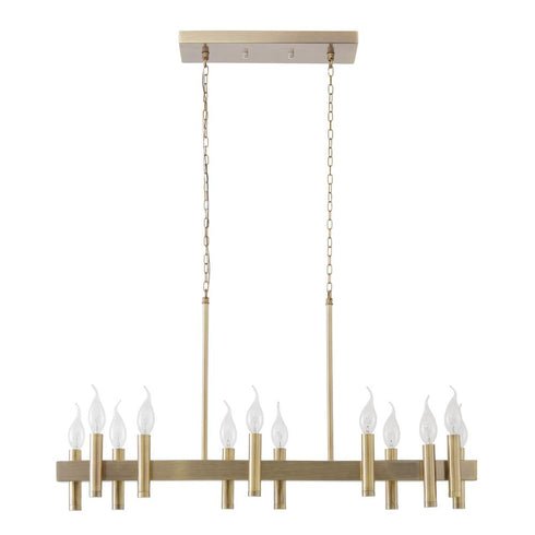 Varaluz Collette 12 Light Linear Pendant in Antique Brass Model: 357N12BB