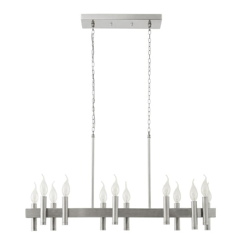Varaluz Collette 12 Light Linear Pendant in Satin Nickel Model: 357N12SN