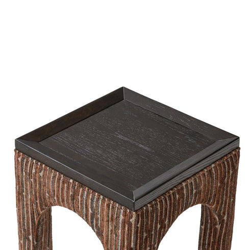 Varaluz Continental Side Table Dark Brown Oa Geo in Dark Brown Oak/Geo Finish Model: 506TA16B