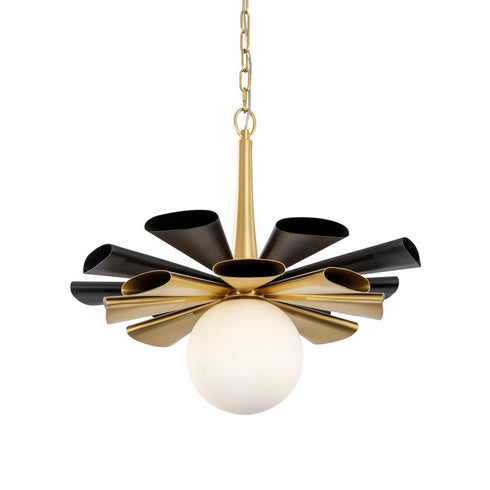 Varaluz Daphne 1 Light Large Pendant Matte Blac Model: 372P01LMBFG