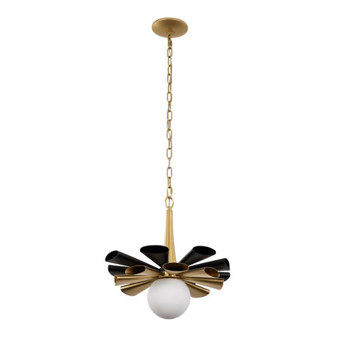 Varaluz Daphne 1 Light Medium Pendant Matte Blac Model: 372P01MMBFG