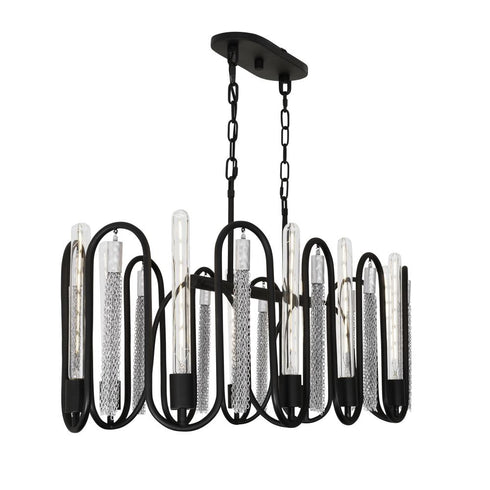 Varaluz Darden 10 Light Linear Pendant Matte Blac Model: 354N10MBCH