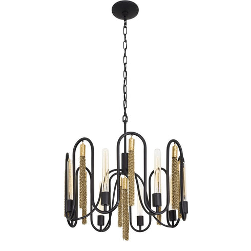 Varaluz Darden 8 Light Pendant Matte Blac Antique Model: 354P08MBAG