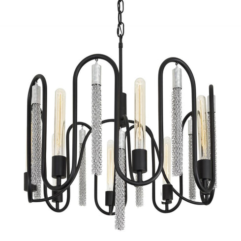 Varaluz Darden 8 Light Pendant Matte Blac Painted Model: 354P08MBCH