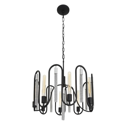 Varaluz Darden 8 Light Pendant Matte Blac Painted Model: 354P08MBCH