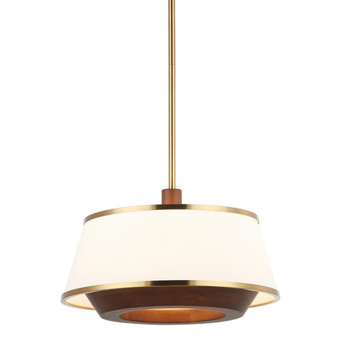 Varaluz Desert Flyer 3 Light Convertible Pendan Semi Flush Satin Bras Medium Walnut in Satin Brass/Medium Walnut Finish Model: 520P03SBW