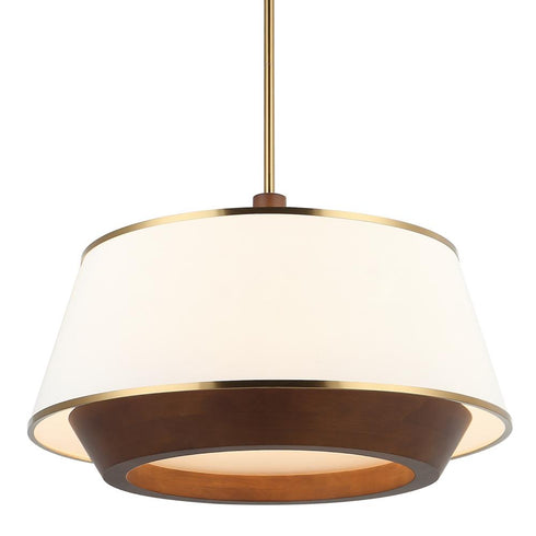Varaluz Desert Flyer 6 Light Pendant Satin Bras Medium Walnut in Satin Brass/Medium Walnut Finish Model: 520P06SBW