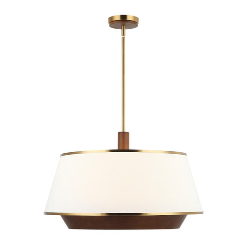 Varaluz Desert Flyer 6 Light Pendant Satin Bras Medium Walnut in Satin Brass/Medium Walnut Finish Model: 520P06SBW