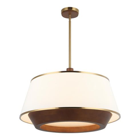 Varaluz Desert Flyer 6 Light Pendant Satin Bras Medium Walnut in Satin Brass/Medium Walnut Finish Model: 520P06SBW
