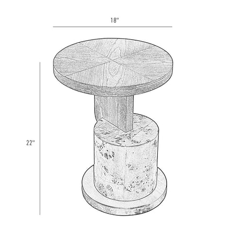 Varaluz Eros Side Table Black Oa Mappa Bur Popla Cherry in Black Oak/Mappa Burl/ Poplar/Cherry Finish Model: 508TA18A