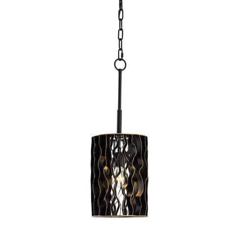 Varaluz Estela 1 Light Mini Pendant Matte Blac Model: 380M01MBFG