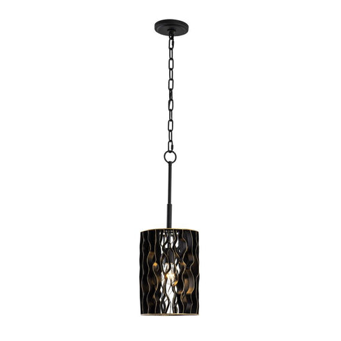 Varaluz Estela 1 Light Mini Pendant Matte Blac Model: 380M01MBFG
