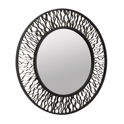 Varaluz Estela 30 In Round Wall Mirror Matte Blac Model: 380MI30AMBFG