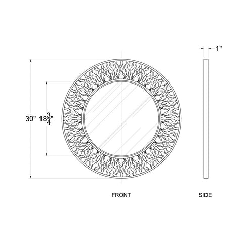 Varaluz Estela 30 In Round Wall Mirror Matte Blac Model: 380MI30AMBFG