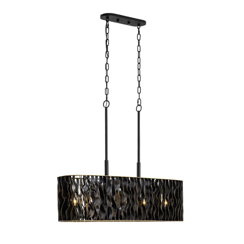 Varaluz Estela 5 Light Linear Pendant Matte Blac Model: 380N05MBFG