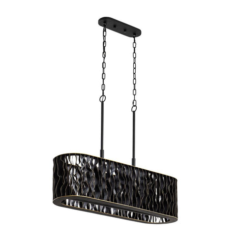 Varaluz Estela 5 Light Linear Pendant Matte Blac Model: 380N05MBFG