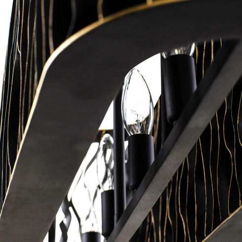 Varaluz Estela 5 Light Linear Pendant Matte Blac Model: 380N05MBFG