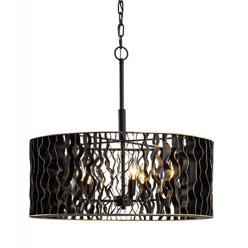 Varaluz Estela 5 Light Pendant Matte Blac French Model: 380P05MBFG