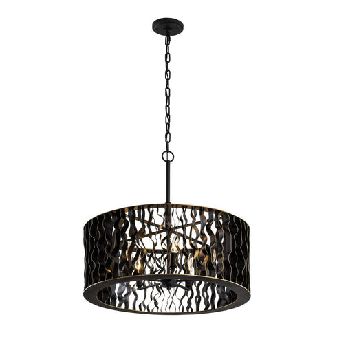 Varaluz Estela 5 Light Pendant Matte Blac French Model: 380P05MBFG