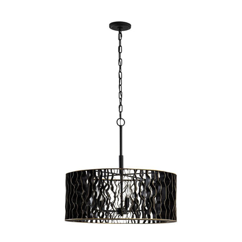 Varaluz Estela 5 Light Pendant Matte Blac French Model: 380P05MBFG