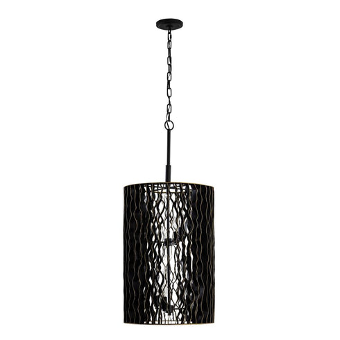 Varaluz Estela 6 Light Foyer Matte Blac French Gold Model: 380F06MBFG