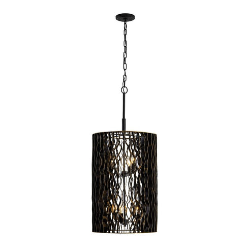 Varaluz Estela 6 Light Foyer Matte Blac French Gold Model: 380F06MBFG