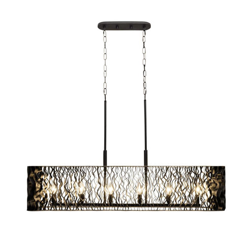 Varaluz Estela 6 Light Linear Pendant Matte Blac Model: 380N06MBFG