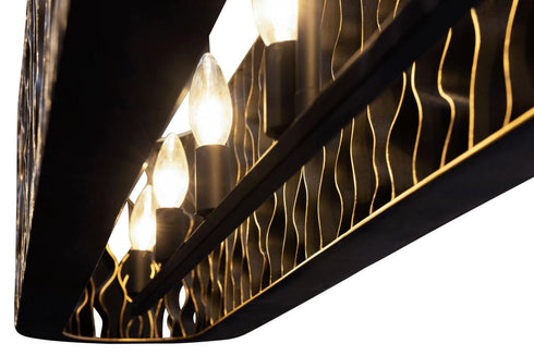 Varaluz Estela 6 Light Linear Pendant Matte Blac Model: 380N06MBFG