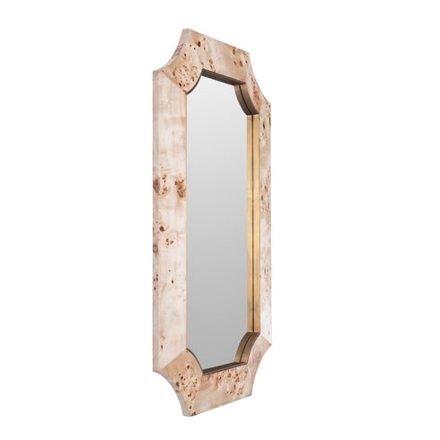 Varaluz Farra 26x44 Wall Mirror Poplar Bur Weathered Brass in Poplar Burl/Weathered Brass Finish Model: 449MI26B