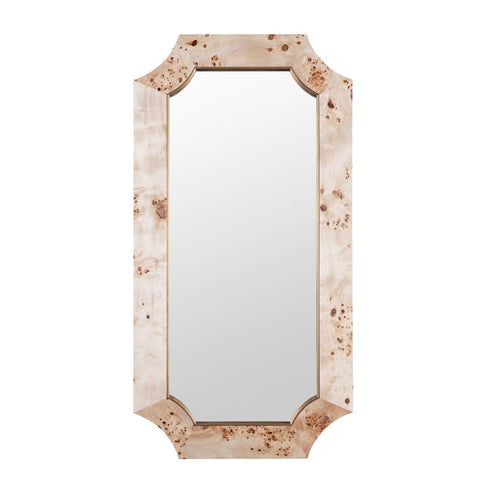 Varaluz Farra 28x54 Wall Mirror Poplar Bur Weathered Brass in Poplar Burl/Weathered Brass Finish Model: 449MI28B