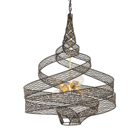Varaluz Flow 6 Light Large Twist Pendant Matte Blac Model: 240P06LMBFG