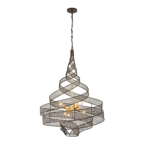 Varaluz Flow 6 Light Twist Pendant Matte Blac Model: 240P06MBFG