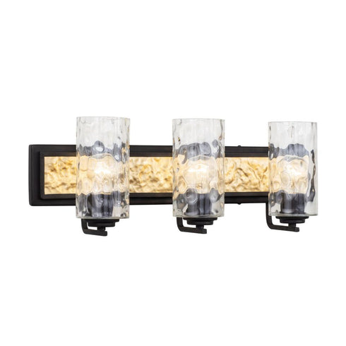 Varaluz Hammer Time 3 Light Bath Carbo French Gold Model: 371B03CBFG