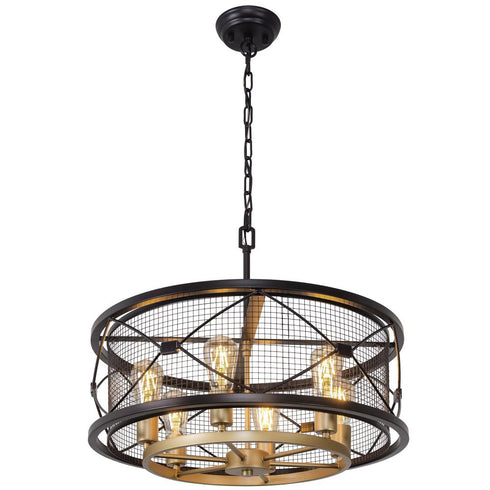 Varaluz Harlequin 6 Light Pendant in Warm Bronze/Gold Finish Model: 612620
