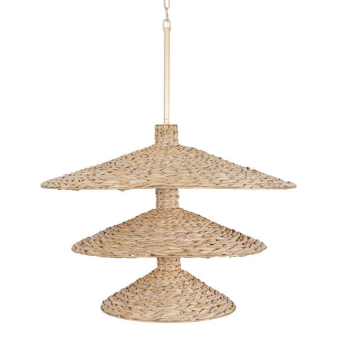 Varaluz Hilton Head 15 Light 3 Tier Pendant French Gol Natural Seagrass in French Gold/Natural Seagrass Finish Model: 502P15FGN