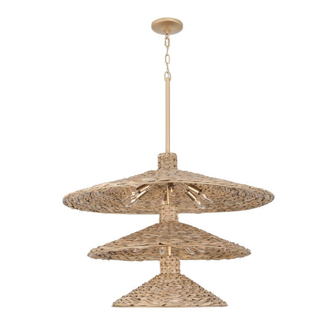 Varaluz Hilton Head 15 Light 3 Tier Pendant French Gol Natural Seagrass in French Gold/Natural Seagrass Finish Model: 502P15FGN