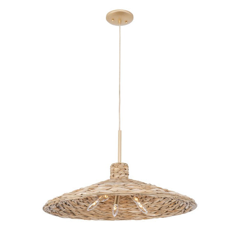 Varaluz Hilton Head 5 Light Large Pendant French Gol Natural Seagrass in French Gold/Natural Seagrass Finish Model: 502P05FGN