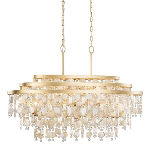 Varaluz Kalani 9 Light Linear Pendant French Gold Model: 377N09FG