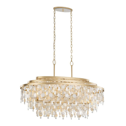 Varaluz Kalani 9 Light Linear Pendant French Gold Model: 377N09FG