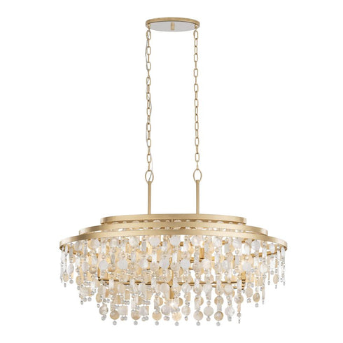 Varaluz Kalani 9 Light Linear Pendant French Gold Model: 377N09FG