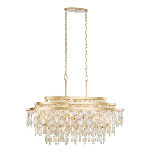 Varaluz Kalani 9 Light Linear Pendant French Gold Model: 377N09FG