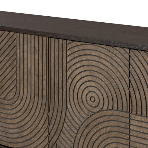 Varaluz Kalen Credenza Aged Barre Dark Brown Oak in Aged Barrel/Dark Brown Oak Finish Model: 507ST78A