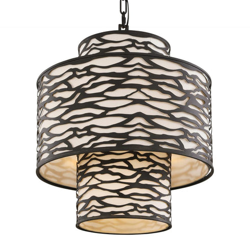 Varaluz Kato 4 Light 3 Tier Pendant Carbon Black Model: 348P04CB