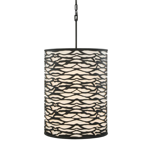 Varaluz Kato 6 Light Tall Pendant Carbon Black Model: 348F06CB