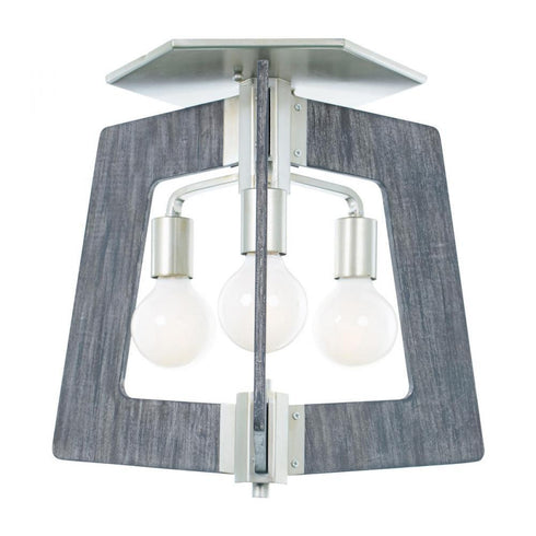 Varaluz Lofty 3 Light Ceiling Mount Silverad Gray Wood in Steel Finish Model: 268S03SOG