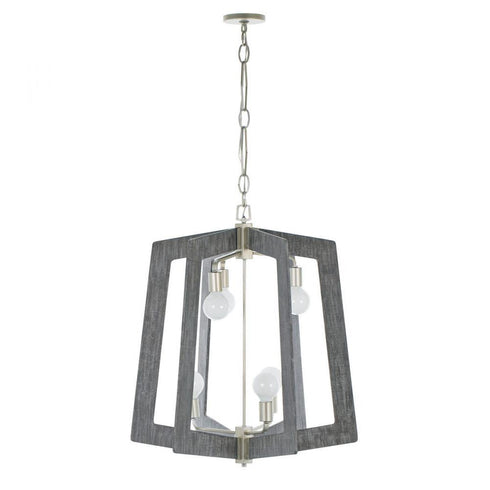 Varaluz Lofty 6 Light 2 Tier Foyer Chandelier Silverad Gray Wood in Steel Finish Model: 268F06SOG