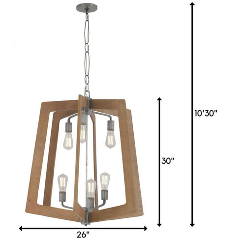 Varaluz Lofty 6 Light 2 Tier Foyer Chandelier Stee Wheat in Steel Finish Model: 268F06SLW
